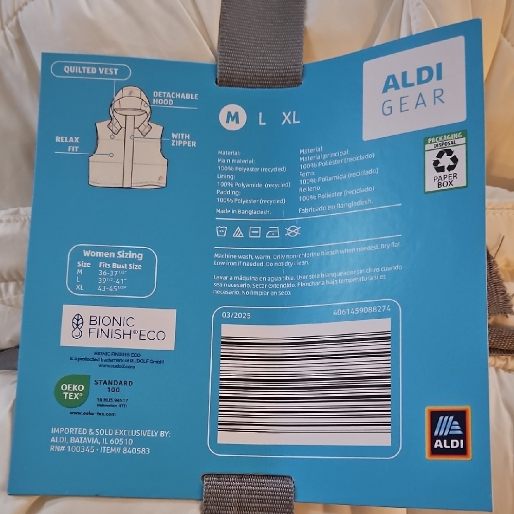 Aldi Gear Quilted Vest in Cream - Picture 4 of 4